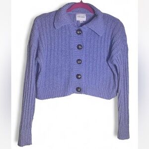 Pink Rose Women's Ribbed Purple Cardigan